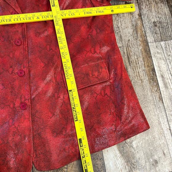 Vintage Y2K Red Genuine Leather Snakeskin Print Blazer Jacket Plus Size 3X - Picture 8 of 10